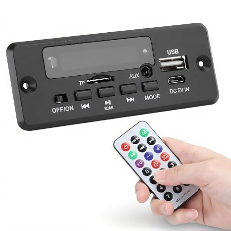 MP3 BT Decoder Board, Digital Display Amplifier Player Module with BT 5.0, FM Radio, USB MMC Memory Card Support, LINE IN for Systems