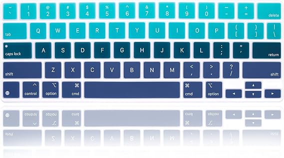Silicone Magic Keyboard Cover Skin for iPad Pro 12.9 Inch Magic Keyboard(4nd Generation) 2020 Model MXQU2LL/A,for iPad Pro 12.9 Keyboard Protector Accessories,Gradient Green Blue