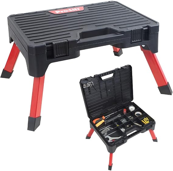 Pro-Lift Portable Storage Step Stool Non-Slip One Step Stool, Folding Step Ladder with Storage Box for Kitchen, Home, Truck, RV, SUV, and Camping.