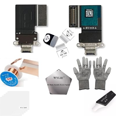 WYLIE Dock Connector Replacement for iPad Pro 11 1st 2nd Gen A1980 A2013 A2228 A2068 12.9 inch 3rd 4th Generation A1876 A2014 A2229 A2069 Charging Port Replacement Flex Cable Black Tools 11 Pack