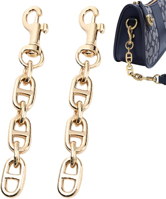 2 Pcs 12cm Gold Bag Strap Extender Chains for Handbags