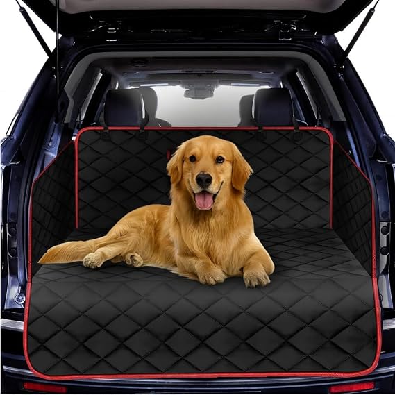 Dog Car Boot Protector – Quilted Waterproof, Nonslip Boot Mat with Bumper Flap, Machine Washable, for Cars & SUVs