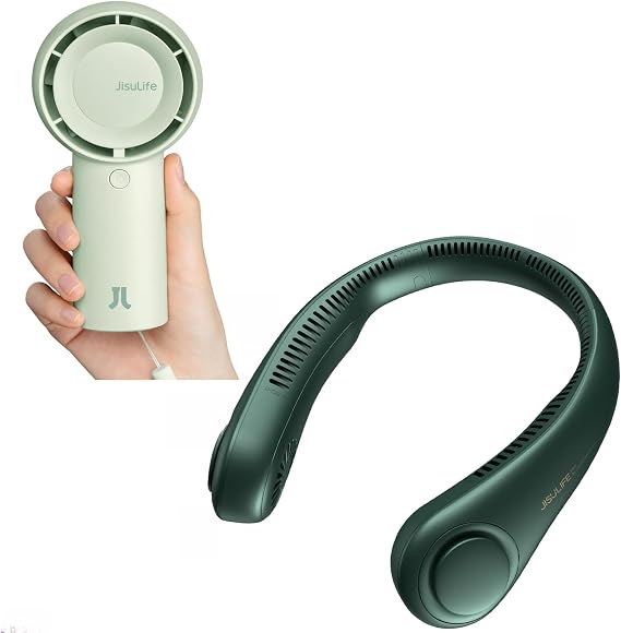 JISULIFE Portable Neck Fan, Handheld Turbo Fan