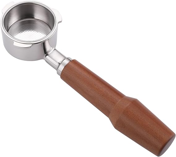 51mm Bottomless Portafilter Compatible with Delonghi EM450M CASABREWS Gevi Nerveta Espresso Machine CM5418 3700Essential 3700Gense 3700Pro Stainless Steel Espresso Portafilter Handle Wooden