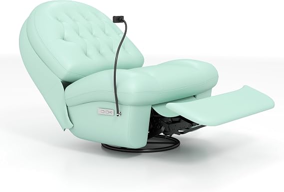 Kinpaw Power Recliner Chair, Power Swivel Rocker Recliner, Reclining Sofa with USB and Type-C Ports & Phone Holder for Adults in Living Room, Bedroom, Home Theater,Stain-Resistant, Green