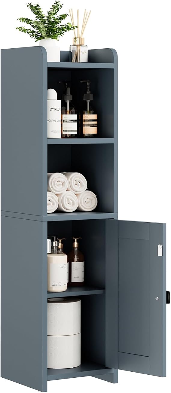 Lomojo Small Bathroom Storage Cabinet Corner, 7.87" Dx7.87 W x31.5 H (Gray)