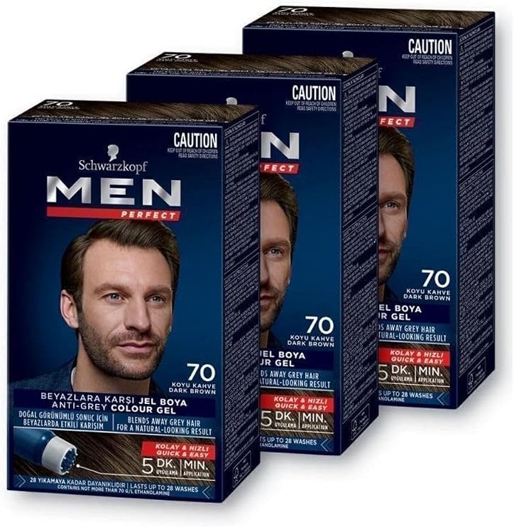 Men Perfect Schwarzkopf Men Perfect Saç Boyası 70- Koyu Kahve-Kolay Ve Hızlı Beyaz Kapama - 3 Adet