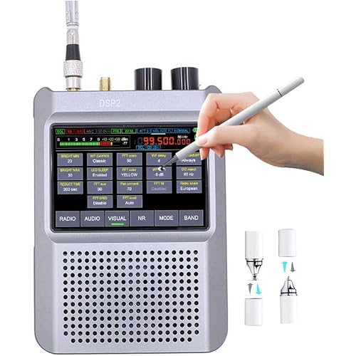 Radio Receiver, Full Band Radio Receiver 10kHz-380MHz, 404MHz-2GHz AM, SSB, DSB, CW, NFM, WFM Decoder Function Built-in 5000mAh Lithium-ion Battery