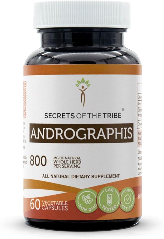 Secrets of the Tribe Andrographis 60 Capsules, 800 mg, Fah talai jone, Andrographis Paniculata Dried Herb (60 Capsules)