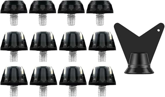 12Pcs Football Boot Spikes M5 Thread Nylon Metal Studs, With Wrench For Indoor Outdoor Soccer Training Track Shoes Replacement Cleats, Pink, Red, Green, Black(black)