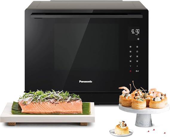 Panasonic NN-CS88LBEPG 4-in-1 Combination Steam Oven 31 L Inverter Rotary Heating to 30-230 °C Flat Grill 1300 W Microwave 1000 W Steam 1300 W Fixed Top Black - Version FR