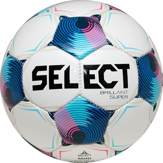 Select Brillant Super Skills Trainer Mini Soccer Ball for Skills Training, Juggling, White/Blue/Pink V25, Size 1
