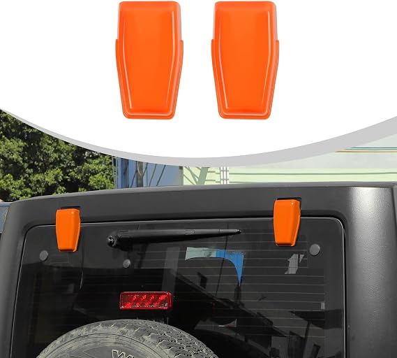 Voodonala for Jeep JK Rear Window Right & Left Hinge Covers Tailgate Rear Door Hinge Cover for 2007-2018 Jeep Wrangler JK JKU Exterior Accessories Orange 2pcs