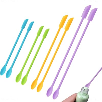 NiArt 8PCS Mini Silicone Spatulas for Epoxy Resin Art Casting, 3 Sizes Double-Ended Scraper & Spoon Multifunctional Reusable Stir Sticks DIY Mixing Tools for Jars Cooking Cosmetics Painting 4 Colors