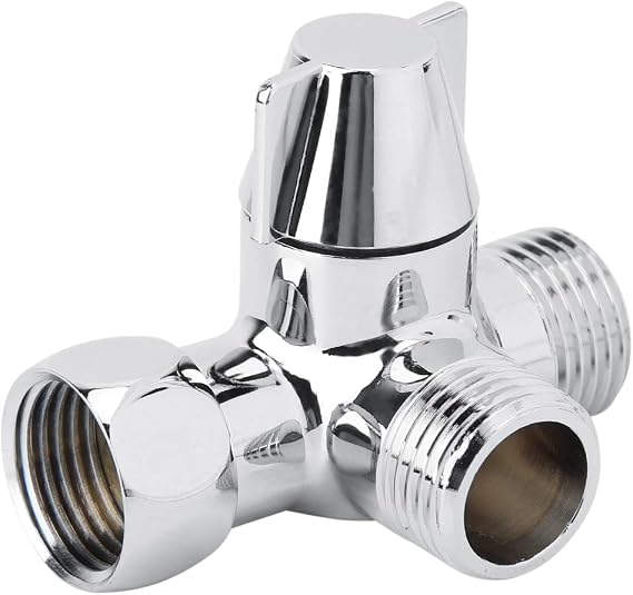 G1/2" Shower Three-Way,3-Way Shower Diverter Valve,Universal Solid Brass Shower Diverter Valve Universal Fit for Shower Toilet Bidet Faucet Splitter,and Fixed Spray Head.