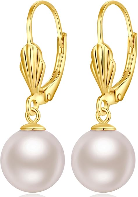 jiamiaoi Dangly Pearl Earrings 925 Sterling Silver Pearl Drop Earrings for Women