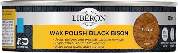 Liberon Black Bison Paste Wax, 150 ml, Dark Oak