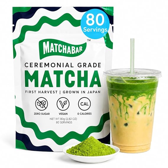 Matchabar Matcha Powder (80g) Ceremonial Japanese Matcha Latte, Vegan