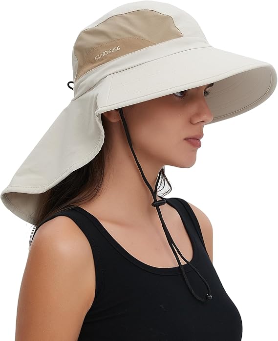 Sun Hat Outdoor with Large-Area Neck Flap, UV Protection Quick-Dry Breathable Fishing Hat for Hiking Garden