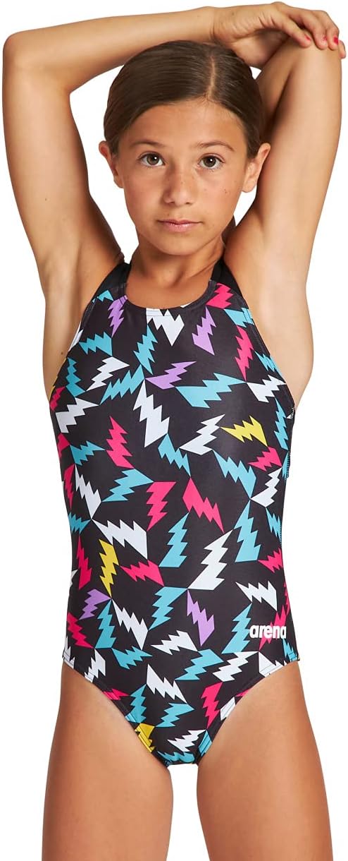 ARENA Girls' Print Swim Pro Back MaxLife One Piece Athletic Training Swimsuit