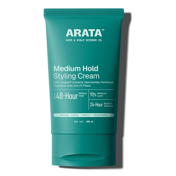 Arata Natural Styling & Strong Hold Hair Cream For Men & Women (3.4 Fl Oz) | With Hair Growth Formula, Organic Flaxseed & Olive Oil