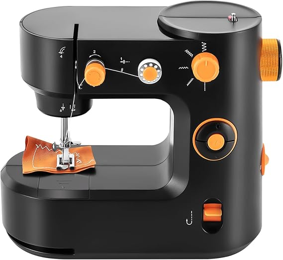 Portable Utility Stitch Sewing Machine w/LED Light Dual Modes Sewing Machine Beginners and Kids Crafting Mending Machine for Homes, Factories, Stores (Black)