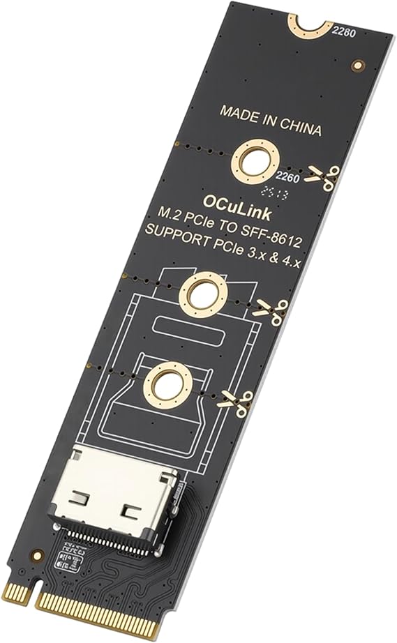 OwlTree M.2 NVME Pcie to OCuLink SFF-8612 Adapter, PCIe 4.0 x4 64Gbps to OCuLink SFF-8611 4i Host Adapter for eGPU GPU and M.2 NGFF SSD 2230 2242 2260 2280