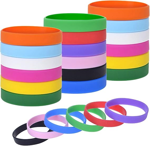 Muka 24 Pack Silicone Wristbands Blank Rubber Bracelets for Men Women