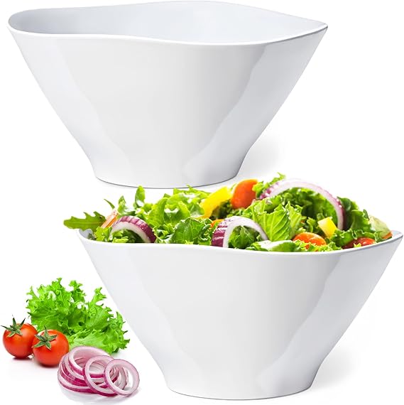 10" Salad Bowls, 114 oz. Unbreakable Plastic Serving Bowls for Salads, Fruits, Entertaining, Dinner Parties, Microwave & Dishwasher Safe, BPA-free, Set of 2