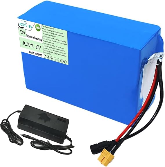 72V 20Ah 30Ah 40Ah Lithium Batteries Pack 72 Volt Replaceable Lithium Battery PVC Battery with Charger for Scooter Motorcycle Motor
