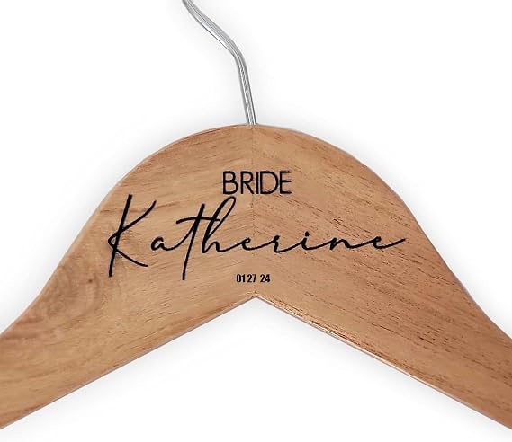 Custom Personalized Laser Engraved Wedding Hangers woody