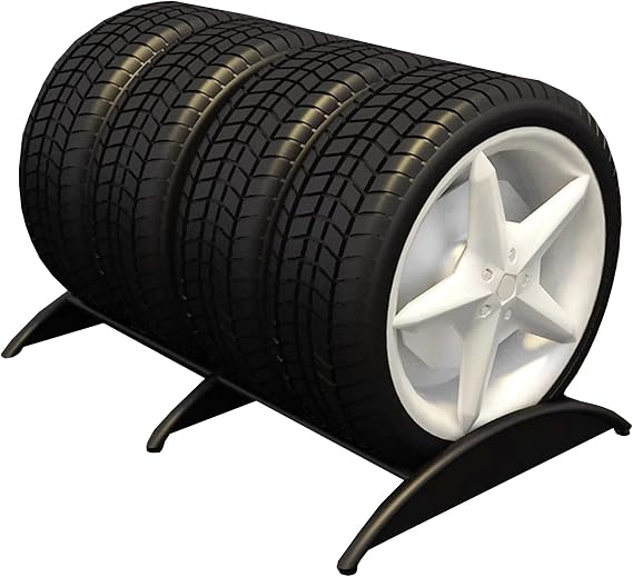 Tire Rack Black Garage Tire Storage Show Rack 1 Tire/2 Tires/4 Tires, Easy To Assemble Metal Tyre Rack, Adjustable Carrier Tire Mount, Load Capacity 200 Kg(4 Tire Racks)