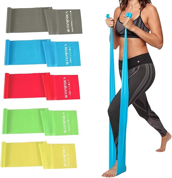 Resistance Bands for Working Out, Physical Therapy, Exercise, Pilates, Yoga | Latex-Free Stretch Bands for Women or Men, Elastic Exercise Bands Set for Stretching, fitness, Rehab, Workout, Gym and Home