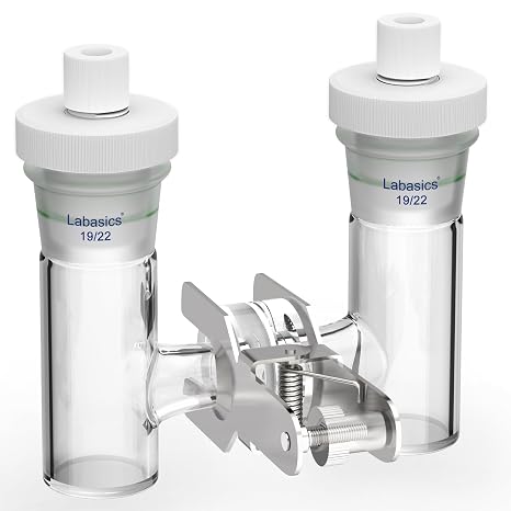 Labasics H-Type Electrolytic Cells, Replaceable Borosilicate Glass Double Cell Ion-Exchange Membrane Electrochemical Glass Cell Sealed Tubular Reactor for Electrochemistry, 10 ml