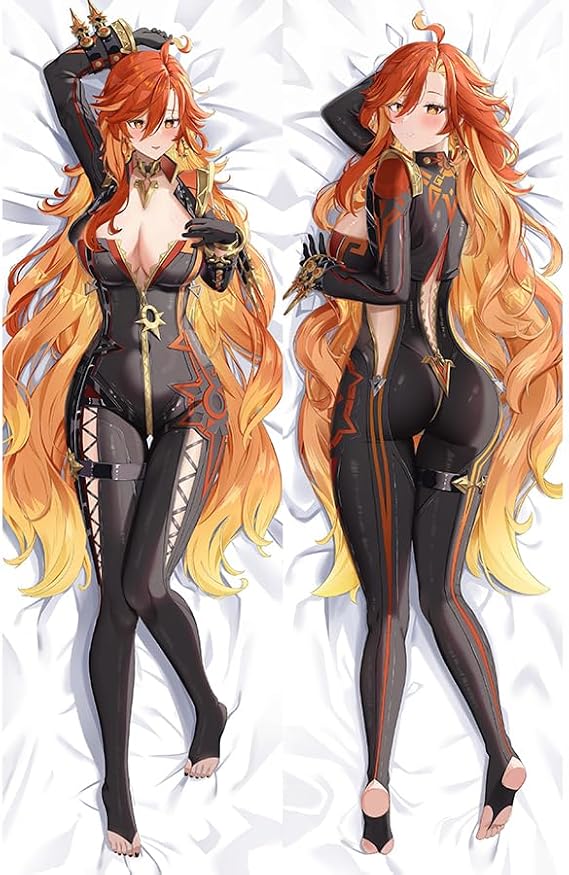 Pyro Archon Mavuika Cosplay Dakimakura Costume Hugging Body Pillow Case Long 2-Side HD Pillowcase Cover Peach Skin 59"