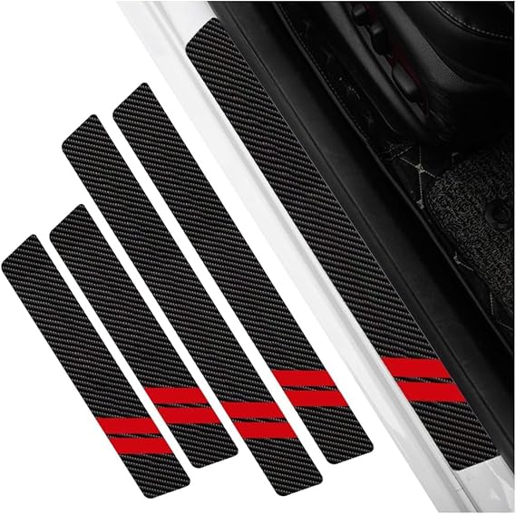 4 Pcs Door Sill Protector for Mini Clubman F54 oberer Boden ab Bj. 2015, Scuff Plate Entry Guard Step Trim Carbon Fiber Texture Anti Scratch Durable