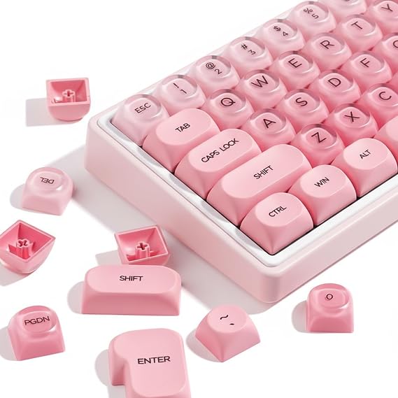 Hyekit PBT Keycaps Set in Pink, for Cherry MX Mechanical Keyboards