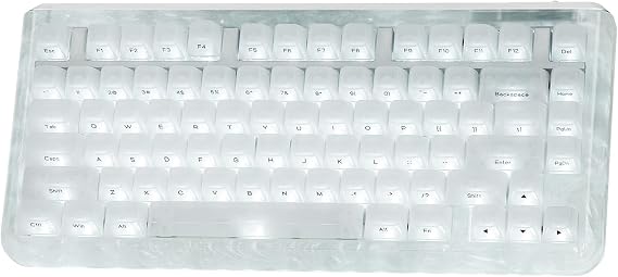 KiiBoom Jade75 75% Resin Molding Mechanical Keyboard, BT5.0/USB-C/2.4GHz | Wireless Gaming Keyboard for Windows/Mac/Linux, VIA Programmable, RGB Backlits, Hot-Swappable, CNC+UV Case (White)