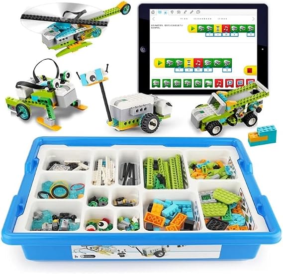 JoviJon WeDo 2.0 Core Set, Programmable Robotics Kit, 280 Pieces DIY Programing Robot Electronic Bricks+4PCS Hub Motor Kit Compatible with Standard Building Blocks We.Do 2.0 45300 Robotics