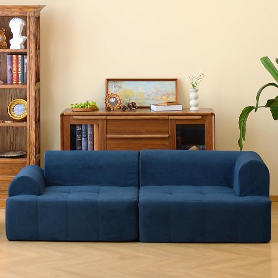 N&V Foam Sofa, Made with All Foam, Great for Livingroon and Bedroom (Navy)
