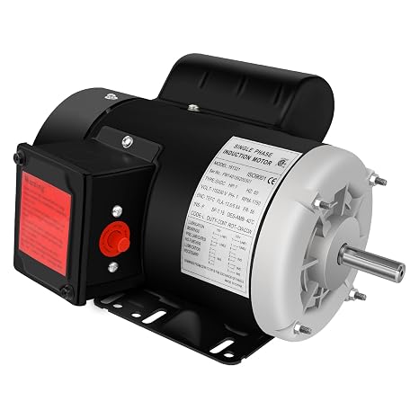 1 HP Electric Motor, Single Phase Farm Duty Motor 1725RPM 115V/230V,13.6/6.8A, 56 Frame, 5/8" Shaft Diameter, 1.88" Shaft Length, CW/CCW TEFC