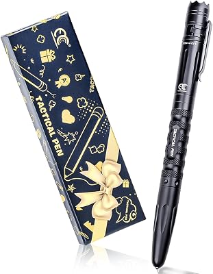 Tactical Pen with Flashlight, Led Flashlight with AAA, Ballpoint Pen, Glass Breaker for Self Defense, Everyday CarryEDC, with Two Ink Refills