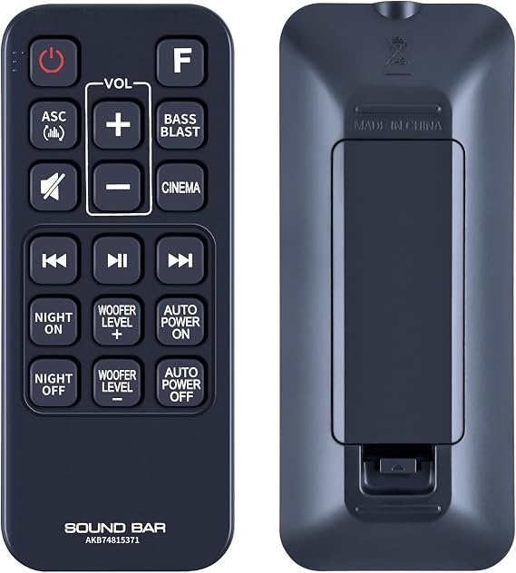 AKB74815371 Replacement Remote Control for LG Wireless Sound Bar, Compatible with LG Soundbar Speaker System SK3D SK4D SJ3 SJ4 SL3D SPH4B-W SPJ4B-W