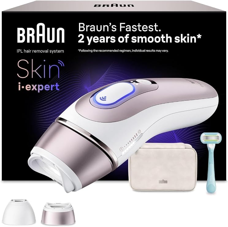 Braun IPL Skin i·expert, Evde Lazerle Tüy Alma, App ile, Çanta, Gillette Venus, 2 Başlık, PL7211