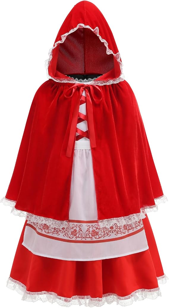 Kids Little Red Riding Hood Costume Storybook Character 3PCS Halloween Cosplay