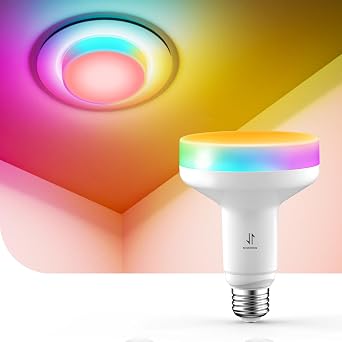 Linkind Matter Smart Light Bulb,1200LM 85W BR30 Smart Flood Light Bulbs Work with Alexa, Apple Home, Google Home, RGBTW Recessed Color Changing Bulbs E26, 2.4GHz Only WiFi Light Bulbs LED, 4Pack