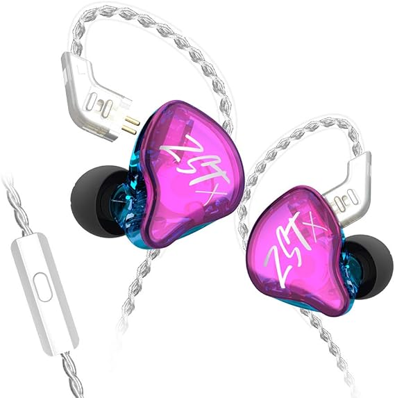 KZ ZST X Hybrid in-Ear Earphones with Mic, Purple