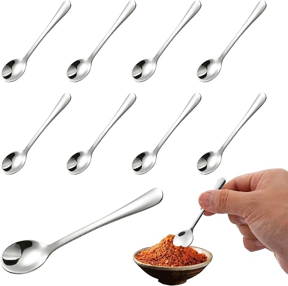 8 Small Coffee Spoons Small Dessert Spoon Stainless Steel - Mini Stirring Spoon for Kitchen Practical and Quick Practical Soup Ladle Simple Dessert Versatile for Office