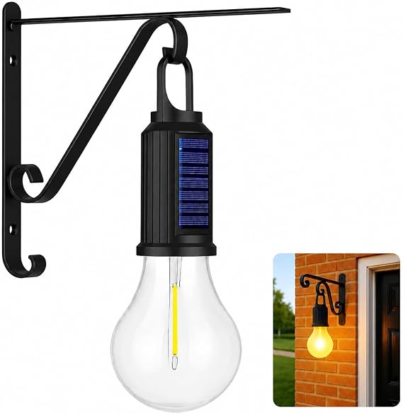 Kyrotech Güneş Enerjili Dış Mekan Duvar Lambası, USB Type-C Şarjlı, 3 Işık Modlu, Su Geçirmez LED Solar Bahçe Lambası, Ferforje Askılı Balkon Veranda Garaj Kapı Önü Aydınlatma, 2’li Set [Enerji Sınıfı A]