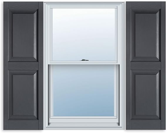 Exterior Solutions Standard Raised Panel Exterior Vinyl Shutter, Dark Gray (Pair), 15 Inch x 39 Inch